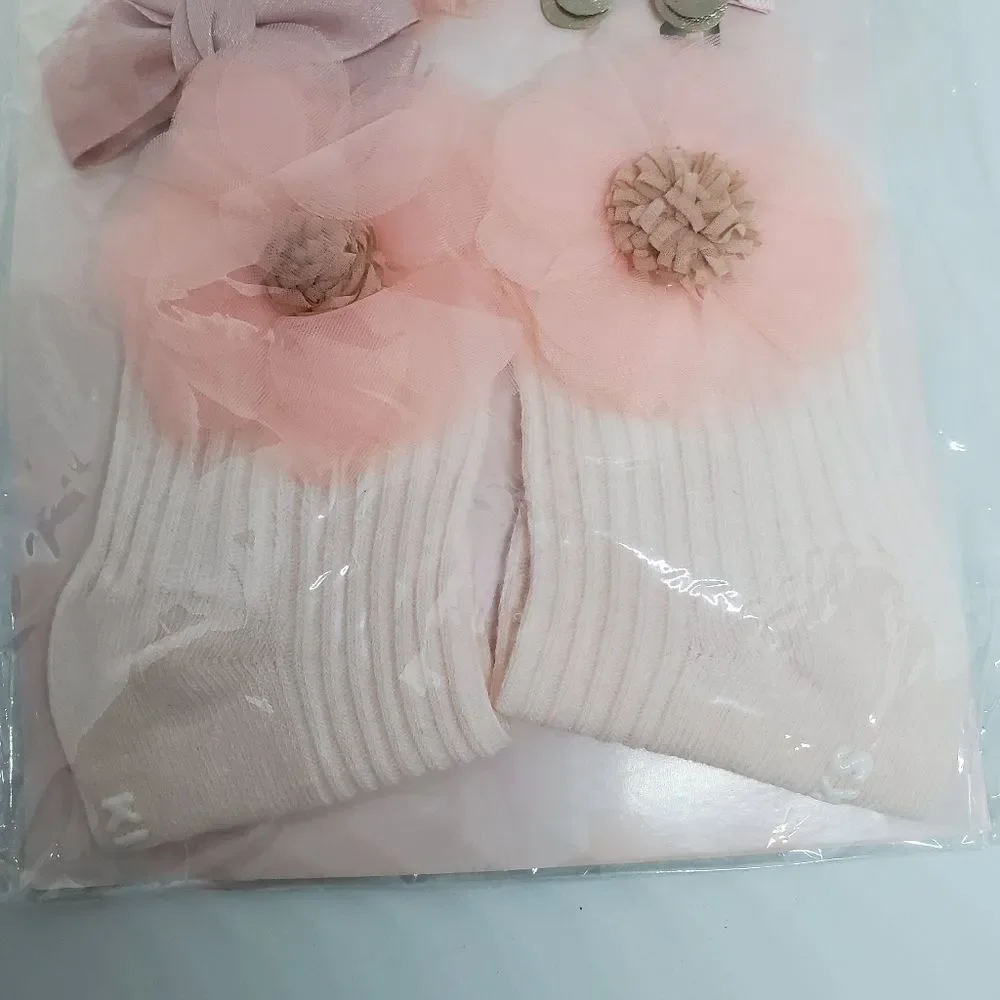 NIB Chicbaby Pink Flower Hair Accessories & Socks